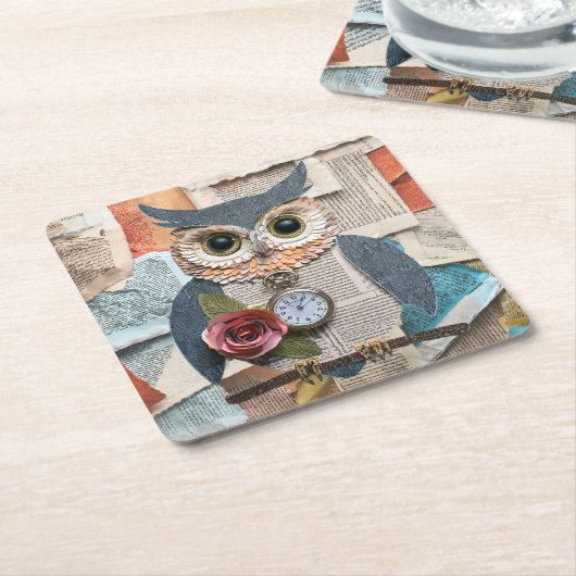 Paper Owl Coaster Rechteckiger Pappuntersetzer (angewinkelt)
