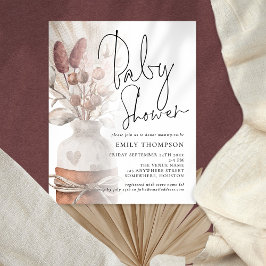 PAPER Pampas Grass Script Baby Showeinladung Flyer