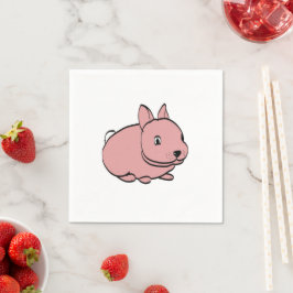 Paper party napkins with pink rabbit design serviette