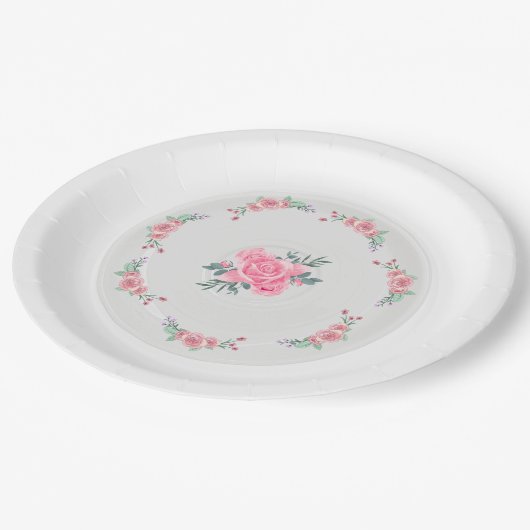 Paper & Party Plates || Rose Garden Party Plate Pappteller (Schrägansicht)