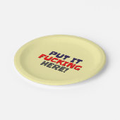 Paper Party Teller Legen Sie es hier! (Schrägansicht)