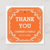 Paper Picado Colorful Mexic Gastgeschenk Hochzeit  Quadratische Visitenkarte (Rückseite)