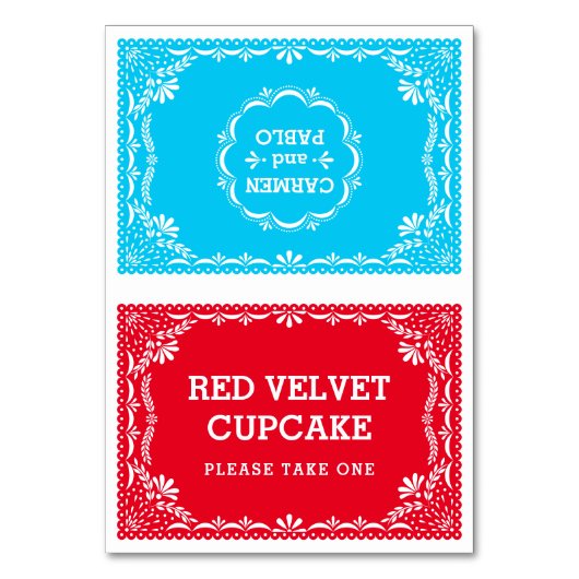 Paper Picado Colorful Mexican Wedding Buffet Tischnummer (Vorderseite)