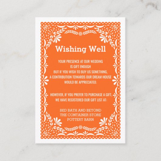 Paper Picado Colorful Mexican Wedding Registry Begleitkarte (Vorderseite)