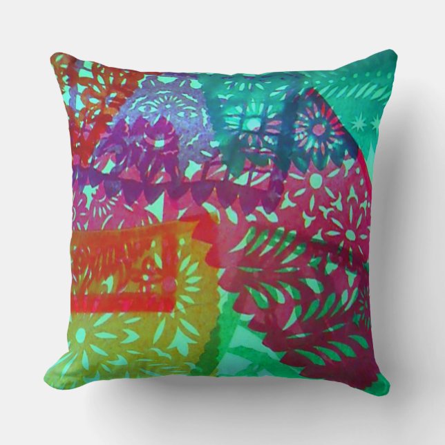 Paper Picado (Papel Picado) Plate Kissen (Vorderseite)