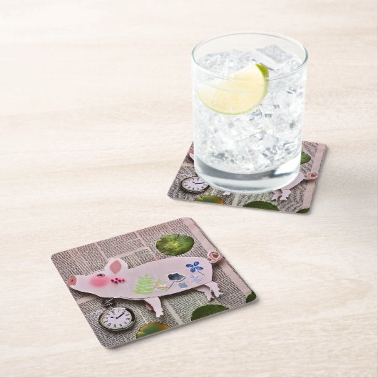 Paper Pig Coaster Rechteckiger Pappuntersetzer (Vor Ort)