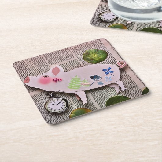 Paper Pig Coaster Rechteckiger Pappuntersetzer (angewinkelt)