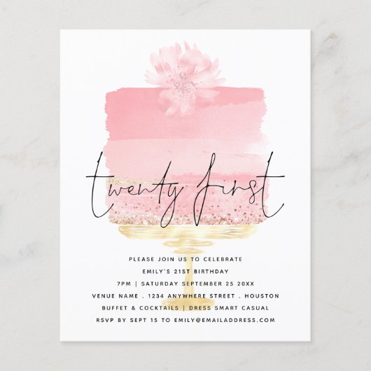 PAPER Pink Cake Script 21st Birthday Einladung Flyer (Vorne)