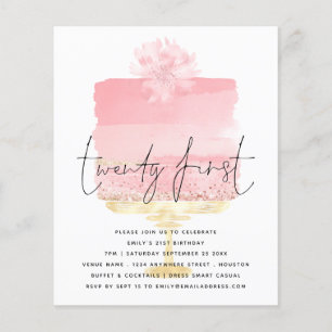 PAPER Pink Cake Script 21st Birthday Einladung Flyer
