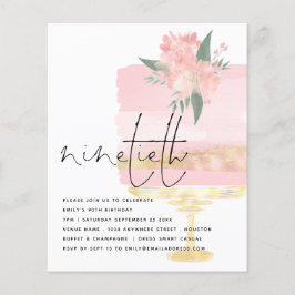 PAPER Pink Gold Geburtstagskuchen 90. Party Einlad Flyer