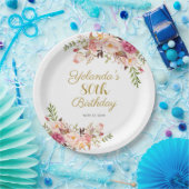 Paper Plate Adult 80th Birthday, Elegant Floral Pappteller (Party)