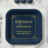 Paper Plate Birthday Party Navy & Gold 80th Pappteller