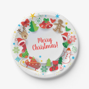 Paper Plate - Frohe Weihnachten Glück Neues Jahr!  Pappteller