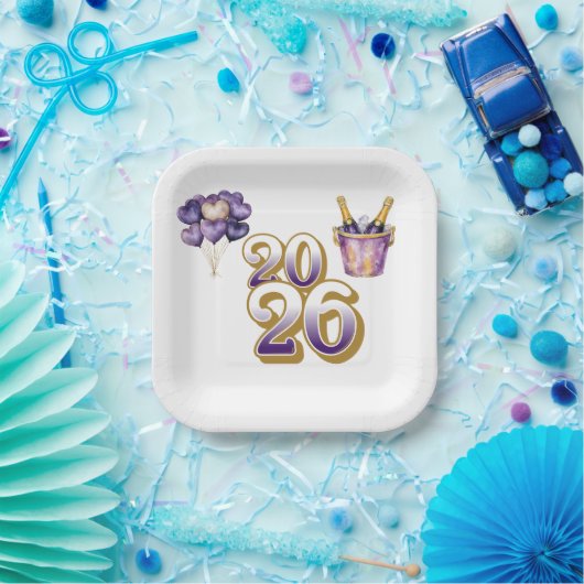 Paper Plate-Happy New Year 2026 Tableware Set Pappteller (Party)