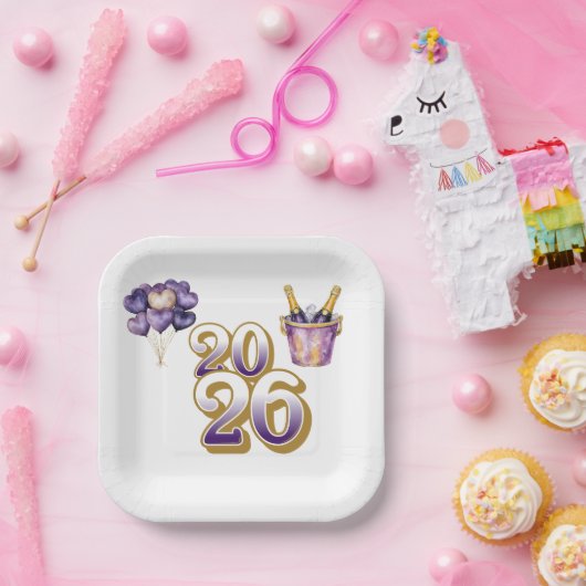 Paper Plate-Happy New Year 2026 Tableware Set Pappteller (Party)