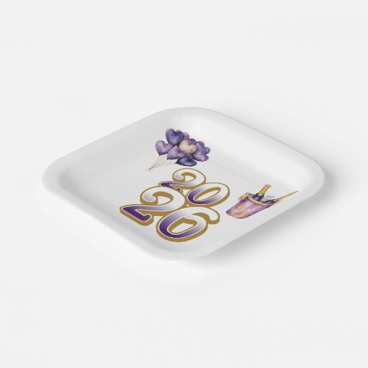 Paper Plate-Happy New Year 2026 Tableware Set Pappteller (Gewinkelt)