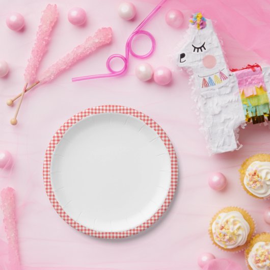 Paper Plate Picnic Red Gingham Birthday Party Pappteller (Party)