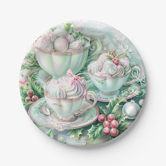 Paper Plate-Pink Victorian Christmas Pappteller (Vorderseite)
