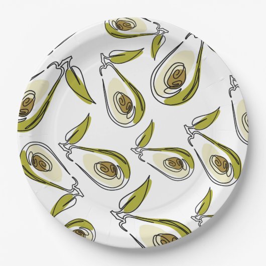 Paper Plate verfügt über einen niedlichen Avocado. Pappteller (Vorderseite)