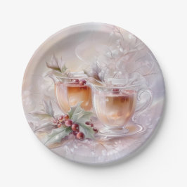 Paper Plate-White Victorian Christmas Pappteller