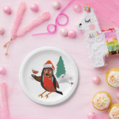 Paper plate with Merry Christmas Robin design Pappteller (Party)