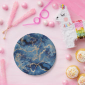 Paper Plates 17,8 cm - Blue & Gold Pattern Pappteller (Party)