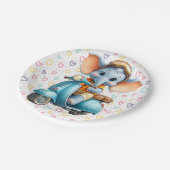 Paper Plates, Blue Elephant Scooter Colorful Heart Pappteller (Schrägansicht)
