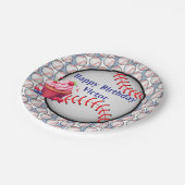 Paper Plates, Blue White Stripe Birthday Baseball Pappteller (Schrägansicht)
