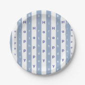 Paper Plates, Blue & White Stripe Birthday Pappteller (Vorderseite)