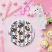 Paper Plates, Blue & White Stripe Birthday Pappteller (Party)