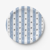 Paper Plates, Blue & White Stripe Birthday Pappteller (Vorderseite)