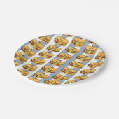 Paper Plates, Blue & White Stripe Chicken Sandwich Pappteller (Schrägansicht)