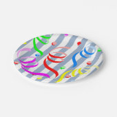 Paper Plates, Blue & White Stripe Confetti Pappteller (Schrägansicht)