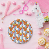 Paper Plates, Blue & White Stripe French Fries Pappteller (Party)