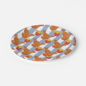 Paper Plates, Blue & White Stripe French Fries Pappteller (Schrägansicht)