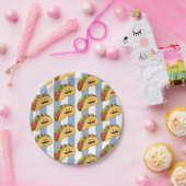 Paper Plates, Blue & White Stripe Tacos Pappteller (Party)