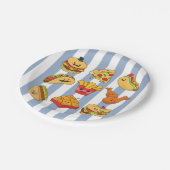 Paper Plates, Blue & White Tacos Stripe Birthday Pappteller (Schrägansicht)