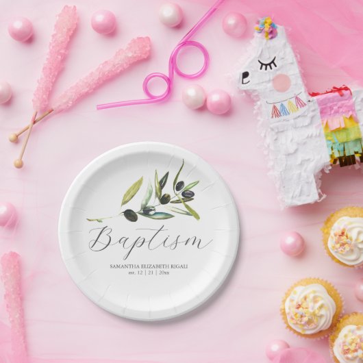 Paper Plates Botanical Olive Branch Greenery Pappteller (Party)