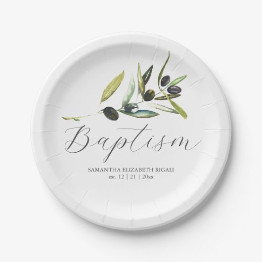 Paper Plates Botanical Olive Branch Greenery Pappteller (Vorderseite)