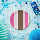 Paper Plates Brown & Pink Stripe Pappteller (Party)