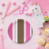 Paper Plates Brown & Pink Stripe Pappteller (Party)