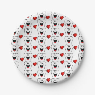 Paper Plates Dentist Teeth Red Hearts  Pappteller