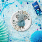 Paper Plates, Floral Blue Elephant Pappteller (Party)