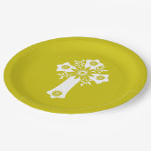 Paper Plates Floral Cross Yellow Pappteller (Schrägansicht)