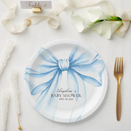  Paper Plates for baby shower with adorable bow. Pappteller