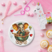 Paper Plates, Gold Elephant Red Hearts Love Tree Pappteller (Party)