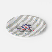 Paper Plates, Gray & White Stripe Barber Pole Pappteller (Schrägansicht)
