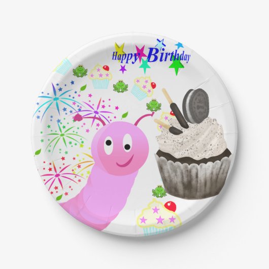Paper Plates, Happy Birthday Chocolate Cupcake Pappteller (Vorderseite)