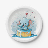 Paper Plates,  Happy Blue Elephant  Pappteller (Vorderseite)
