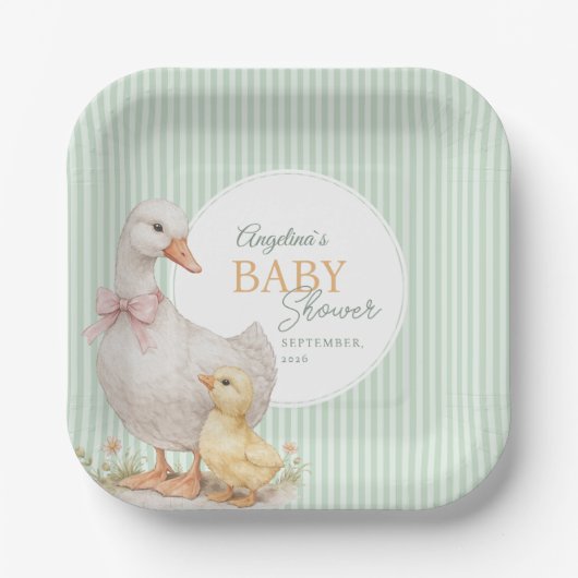 Paper Plates Mother Goose and Gosling. Pappteller (Vorderseite)